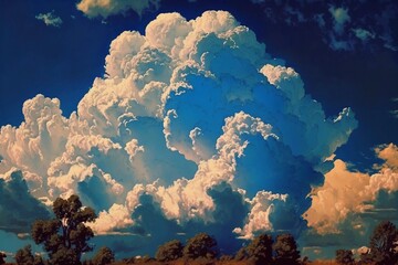 Beautiful clouds in dramatic colors. Generative AI