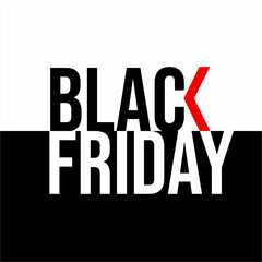 Black Friday modern minimal design with red arrow on letter K. Template for promotion, advertisement, web, social and fashion advertisement. Vector illustration.