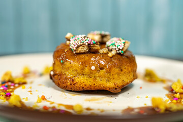 donut with pieces of Peruvian nougat