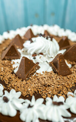 chocolate cheesecake cake on the table