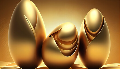 Colorful golden Easter eggs background illustration, gold eastern celebration graphic design by generative AI