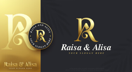 letter a r beauty monogram serif logo design