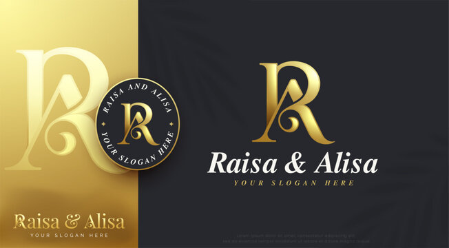 letter a r beauty monogram serif logo design