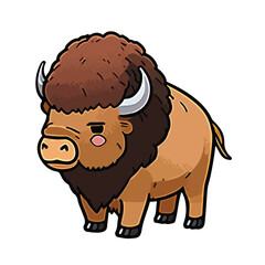 cute bison cartoon style