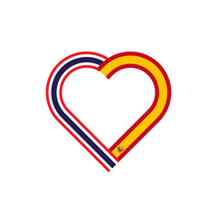 unity concept. heart ribbon icon of thailand and spain flags. PNG