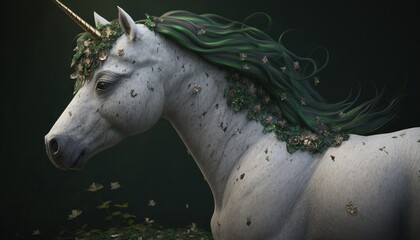 Beautiful Saint Patrick's Day Parade Celebrating Cute Creatures and Nature: Animal Unicorn Cinematic in Festive Green Attire Celebration of Irish Culture and Happiness (generative AI)