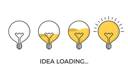 Idea loading concept with lightbulb icons