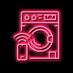 washer remote control neon glow icon illustration