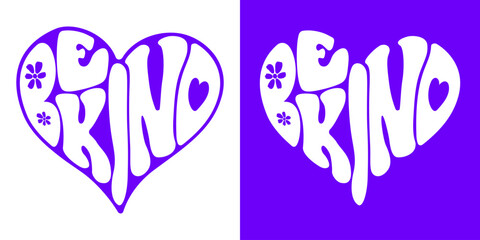 Love and be kind typography design in the shape of heart. Text, letters, Logo Design, Template, Offer, Banner, Sticker, Concept card, Icon, Poster, Unit, Label, Web Header, Mnemonic, T-shirt design