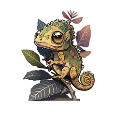 cute chameleon cartoon style