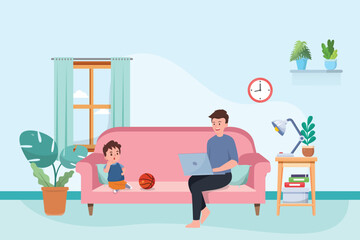 Parent working form home,warm family,positive feeling,