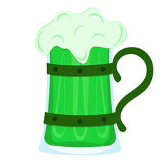 Vector illustration. Large mug of green beer. St.Patrick 's Day