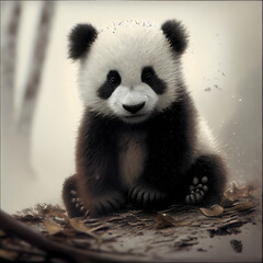 Obraz premium cute baby panda, sitting