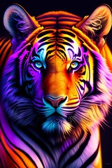 Tiger art in colorful collage. 3D Illustration