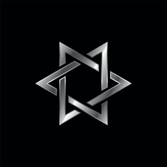 Silver Star Decorative Icon Vector Template	