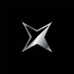 Silver Star Decorative Icon Vector Template	