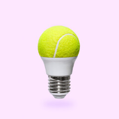 A playful light bulb and a tennis ball. Minimal was the idea of modern tenchnology, sports,...