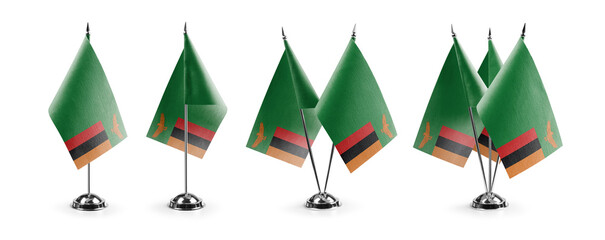 Small national flags of the Zambia on a white background