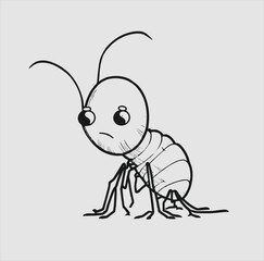 flea animal vector illustration design in cute doodle style. gray background