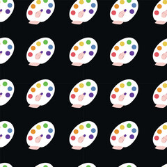 Vector flat hand drawn seamless pattern with rainbow palette with paint