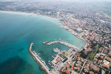 Naklejka premium Ilıca Beach Drone Photo, Aegean Region Cesme, Izmir Turkey