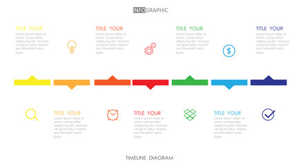 timeline diagram business infographic template element Modern 7 step timeline infographics diagram, presentation infographic vector.