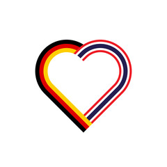 unity concept. heart ribbon icon of germany and thailand flags. PNG