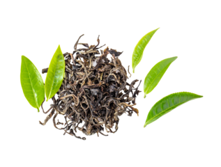 fresh and dry tea isolated on  transparent png