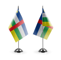 Small national flags of the Central African Republic on a white background