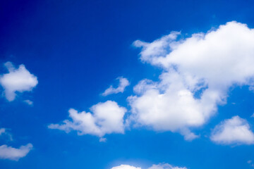 Beautiful blue sky with white fluffy clouds.