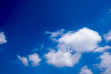 Beautiful blue sky with white fluffy clouds.