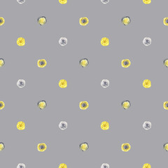 Watercolor bright summer pattern yellow and gray abstract flowers