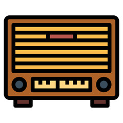Retro Radio filled outline icon style