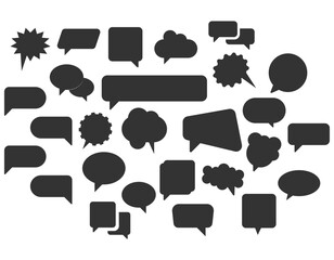 Set of speech buble icon. Simple chat flat silhouette vector. 