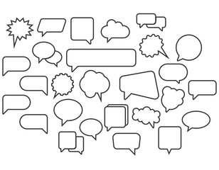 Set of speech buble icon. Simple chat line stroke vector. 