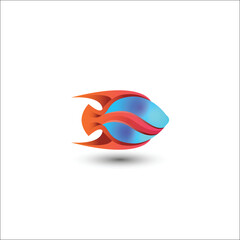 creative ocean fish gradient logo design