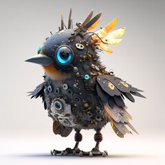 Cyberpunk Spy Bird created with Generative AI Technology