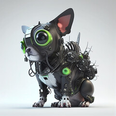 3D Cyberpunk Dog Army created with Generative AI Technology