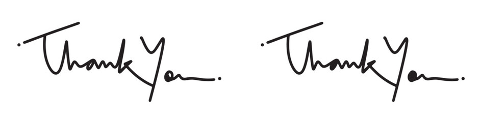 Thank You Calligraphy Monoline Vector Silhouette