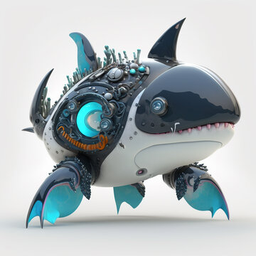3D Orca with Hi Tech Armor Character created with Generative AI Technology