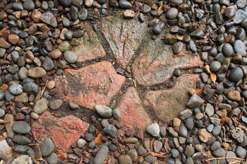 Red stone with cracks. USA.