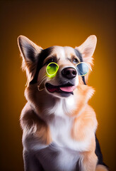 Fun picture of a dog wearing glasses