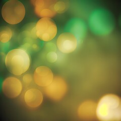 Festive background green and gold  bokeh lights created with AI