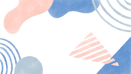 Nuance color geometric pattern background cute hand drawn watercolor illustration / ニュアンスカラーの幾何学模様の背景 かわいい手描きの水彩イラスト
