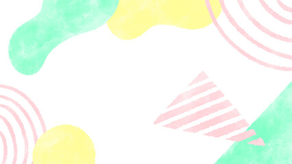Pop pastel color geometric pattern background Cute hand drawn watercolor illustration / ポップなパステルカラーの幾何学模様の背景 かわいい手描きの水彩イラスト