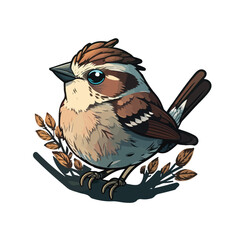 cute sparrow cartoon style