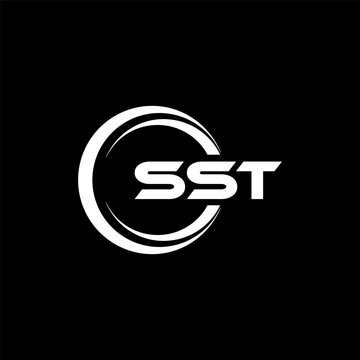 SST letter logo design with black background in illustrator, cube logo, vector logo, modern alphabet font overlap style. calligraphy designs for logo, Poster, Invitation, etc.