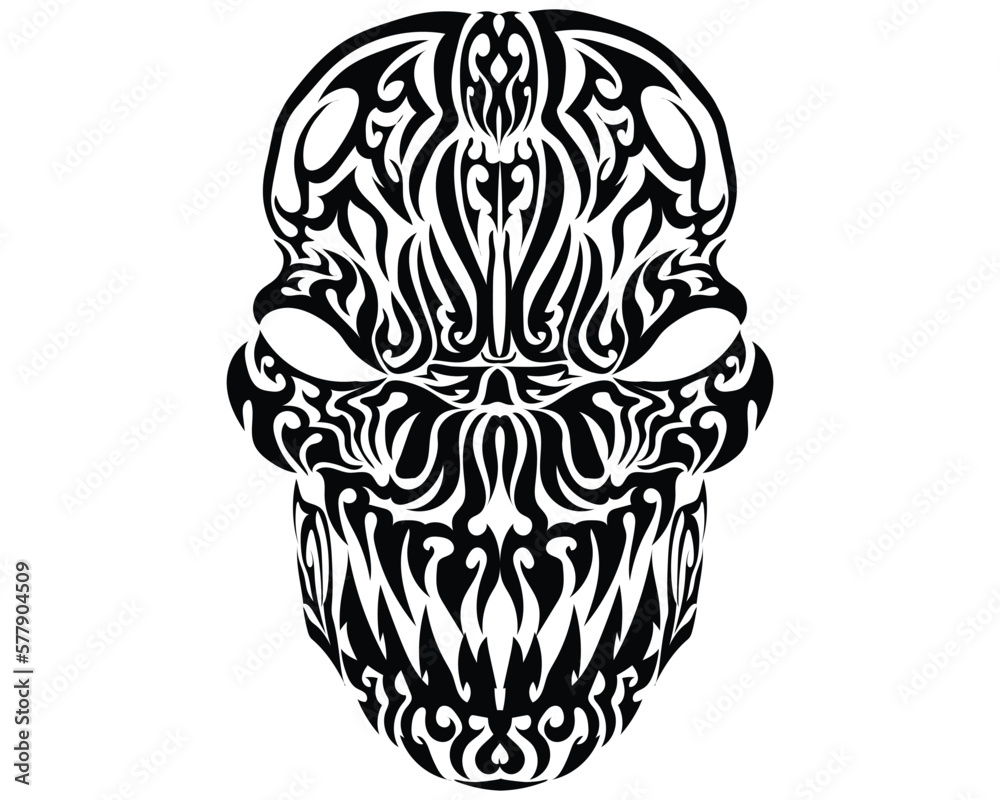 Poster silhouette vector design black and white a symbol of traditional tattoo carving of an inland tribe o