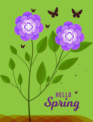Blooming flowers hello spring vector design