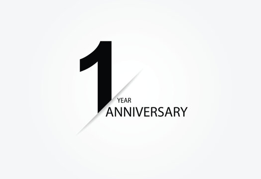 1 years anniversary logo template isolated on white, black and white background. 1th anniversary logo.